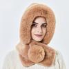 Шапка женская осенне-зимняя теплая шарф плюшевая шапка-пуловер с защитой ушей ветрозащитная для езды шапка-ушанка