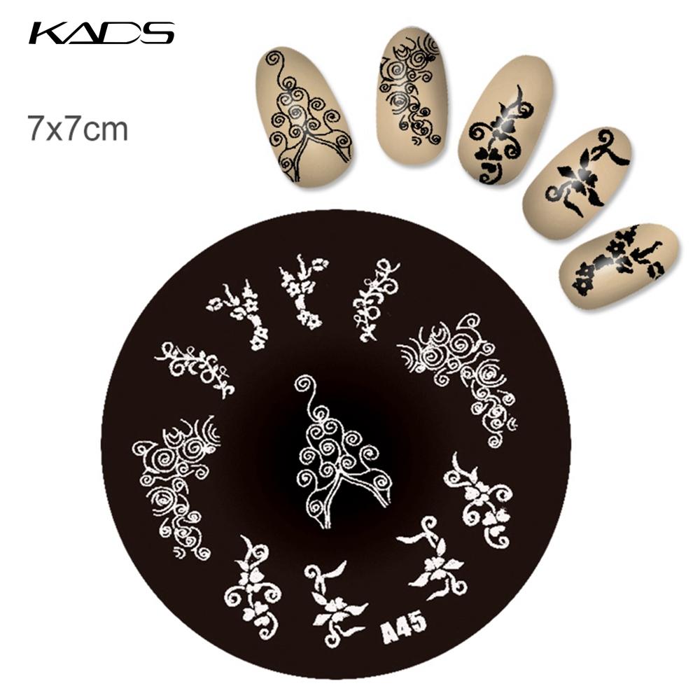 kads 1PC Round Stainless Steel Nail Art Nail Stamping Plates Manicure Stamp DIY for Nail Templates Classic Series Tools