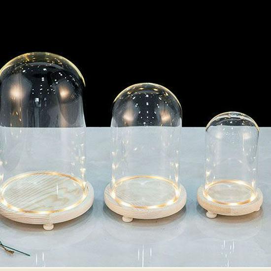 Дисплей для грецких орехов Вэньвань, тыквы и косточек оливы с бамбуковым основанием и стеклянным колпаком высокой прозрачности