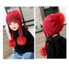 3-12 Years Autumn Winter Kids Beanie Hairball Solid Color Thickened Fleece Lined Jacquard Baby Girls Knitted Hat for Outdoor