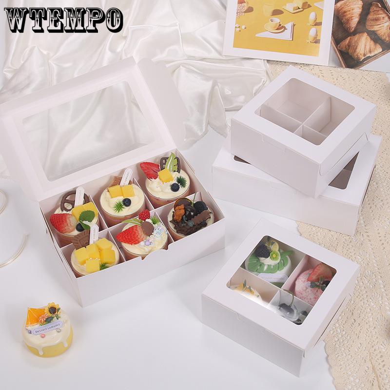 WTEMPO 10PCS Transparent Window Cupcake Packing Boxes White Dessert Pastry Storage Boxes Wedding Festival Party Gift Boxes