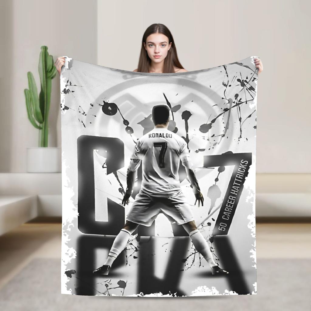 Football Legend CR7 Plush Blanket Vintage Throw Blanket for Home 125*100cm Bedspread