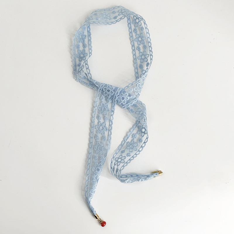 Lace Silk Scarf, Long Strip, High-end Bow, Small Pendant, Scarf, Headscarf, Headband, Decorative Scarf, Waist Belt Can Be Tied.