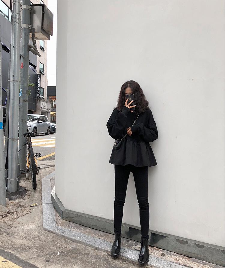 2023 Осень Корейский Женский Свободный Повседневный Однотонный Свитер-Футболка с Длинным Рукавом Тренд