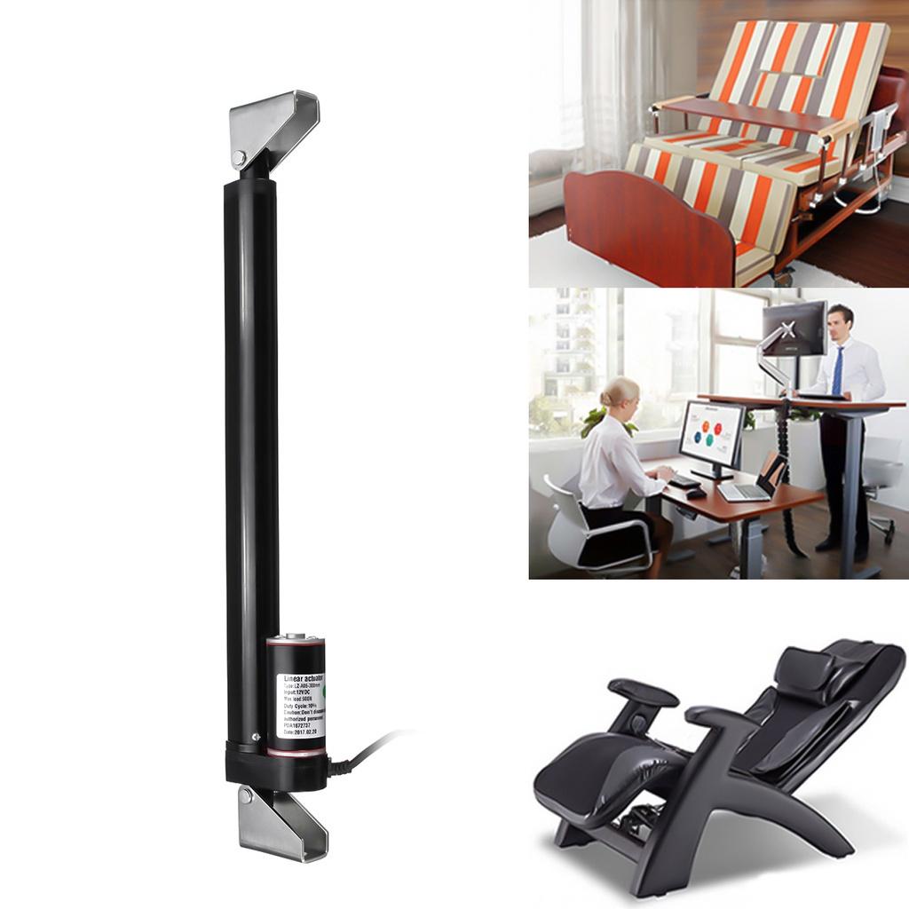 Линейный привод постоянного тока 12 В 225 фунтов 900 Н Электрический линейный двигатель Расстояние перемещения Ход 50 мм 100 мм 150 мм 200 мм 300 мм 400 мм Черный