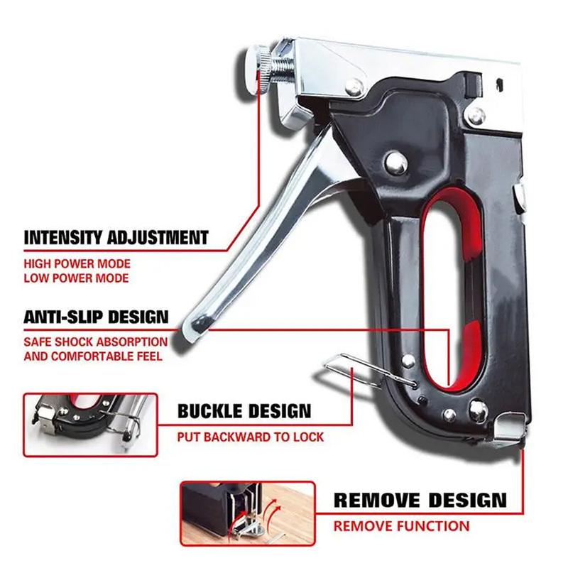 Durable 3-in-1 Multifunctional Tools, Manual, Heavy Duty and 600Pcs Staples Nail Gun for Upholstery, Fixing Material, Carpentry