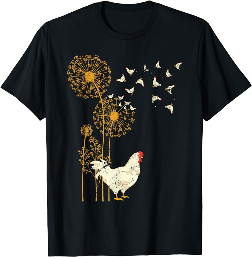 Farmer Poultry Bird Flower Farm Animal Dandelion Chicken TShirt Funny Unisex Women Tee Ropa Mujer Clothes Custom Printed TShirts