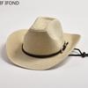 Летняя бумажная ковбойская шляпа в стиле вестерн для мужчин, модная повседневная пляжная шляпа от солнца с завивающимися полями