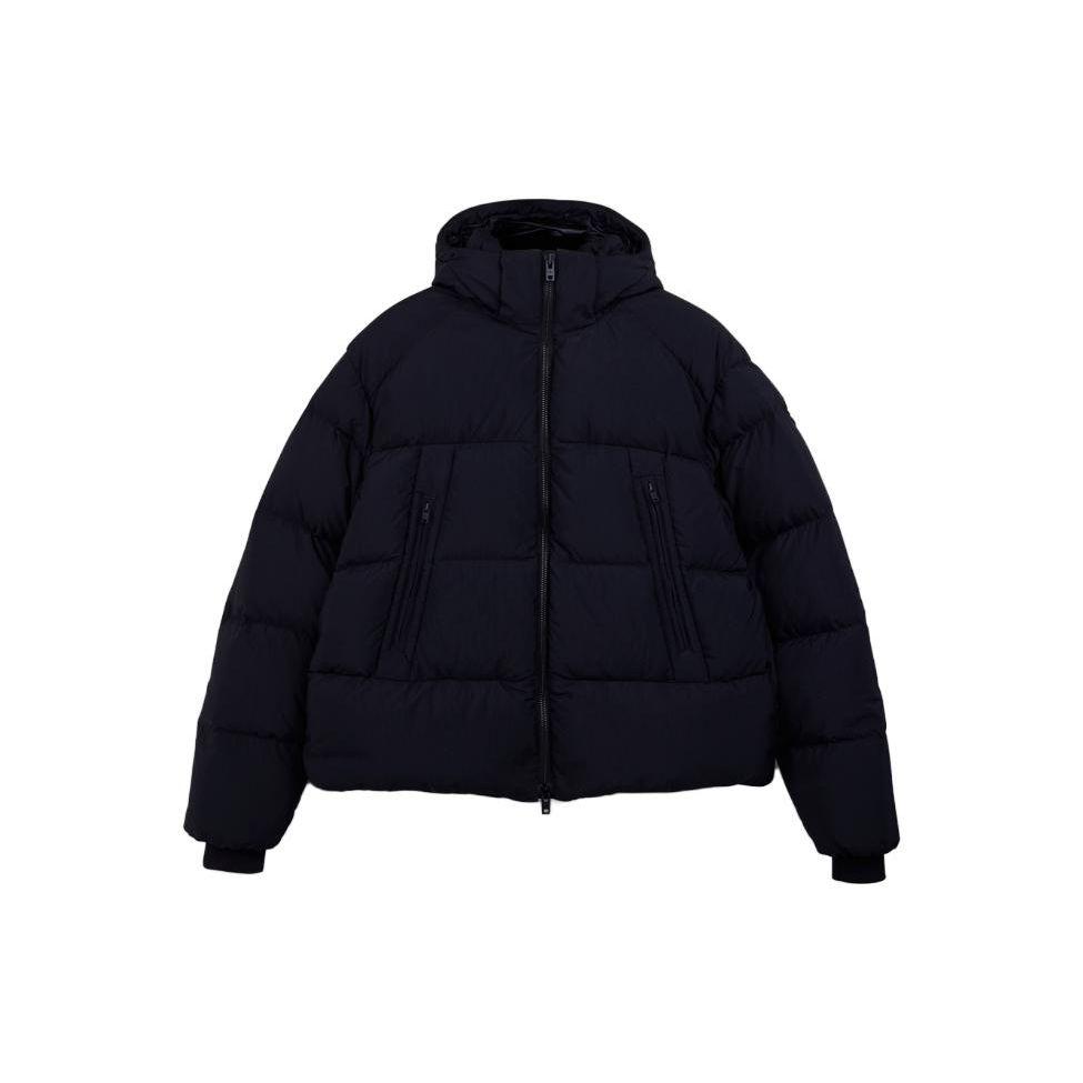 Y-3 FW23 Solid Color Hooded Zipper Puffer Jacket Unisex Jacket Black IL2033