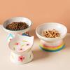 Flat/Slanted Mouth Cat Elevated Bowl Ceramic Pet Food Bowl Pet Supplies Cat Bowl  for Feeding