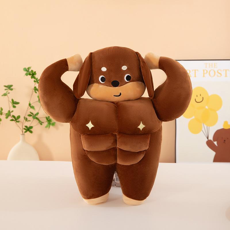 Cartoon Muscular Dachshund Plush Toy Question Mark Neck Pillow Doll Children's Sleeping Soothing Pillow Rag Doll Dog