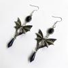 Серьги в виде летучей мыши на Хэллоуин для женщин, готический панк-серьги-капли, черные, красные, с кристаллами, кисточками, индивидуальные украшения для вечеринок, женские аксессуары, серьги-подвески с крючками