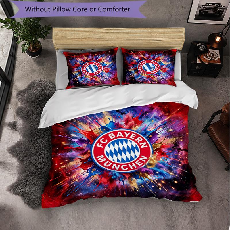 Bayern Munich Pattern 3 Pieces Bedding Set Soft Microfiber Duvet Cover with Pillow Cases for Bedroom