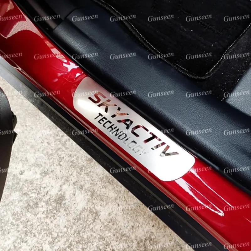 Для Mazda 3 CX-5 6 CX30 Защитная накладка на порог автомобиля, накладка от царапин, отделка, автомобильные аксессуары, защита порога, наклейка для стайлинга педалей