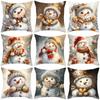 Christmas Pillow Cover Christmas Snowman Baby Printed Pillow Cover Home Sofa Cushion Cover
