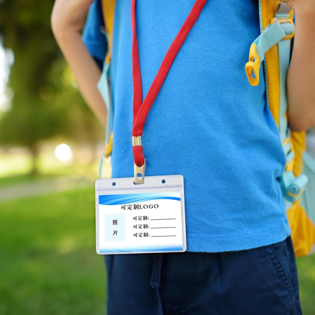 Horizontal Badge Holder, Clear ID Card Holder With Resealable Zip Type Protector, Badge Sleeve Fits Name Tag Holder/RFID/Proximity/Credit Card