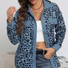 GMXIA Женские винтажные повседневные свободные куртки и пальто с леопардовым принтом на пуговицах, осень-зима с длинными рукавами и воротником-поло