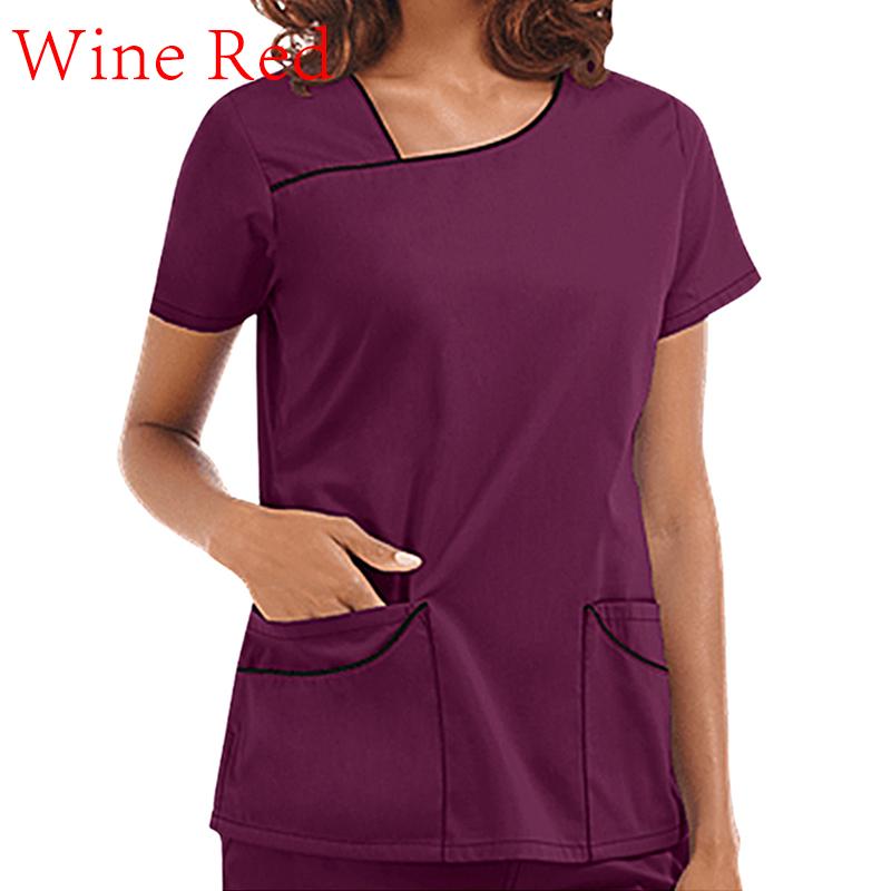 Женские летние топы, футболка с коротким рукавом и v-образным вырезом, карман, униформа с принтом, сексуальная медсестра, работники клиники