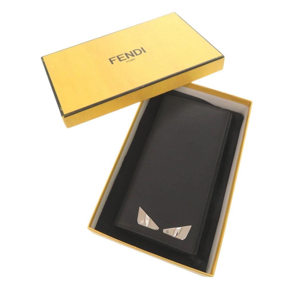 Used AUTHENTIC FENDI monster long wallet Black Leather