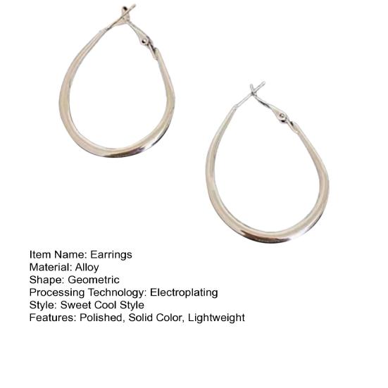 1 пара женских сережек-колец в преувеличенном стиле, большие серьги-кольца, гладкая поверхность, однотонные, легкие висячие серьги, украшения для клубной вечеринки