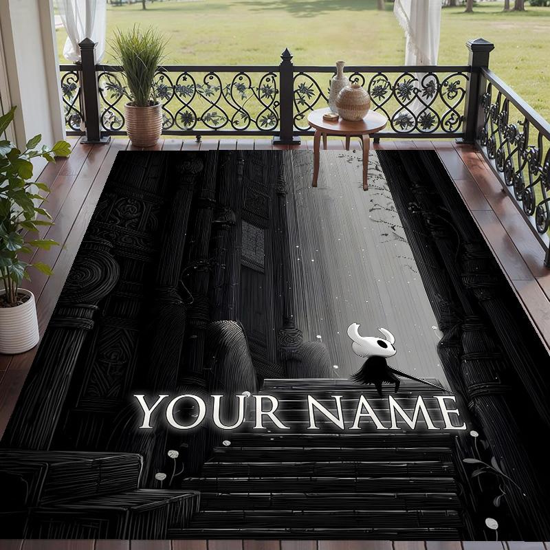 Custom Text Hollow Knight Pattern Floor Rug Soft Indoor Carpet Mat Living Room Bedroom
