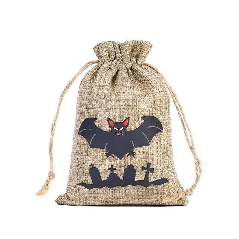 12 Styles Halloween Linen Storage Bag Halloween Horror Funny Pattern Candy Gift Packaging Bag Gift Storage