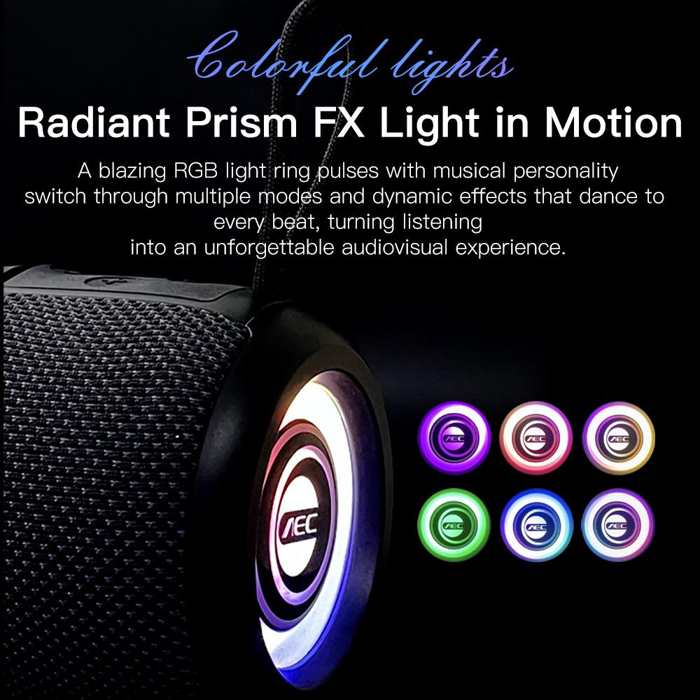 Portable Speaker Wireless Bluetooth Speaker FM Radio LED Light Ring Subwoofer Stereo Surround Outdoor Loudspeaker Support TF Card Play