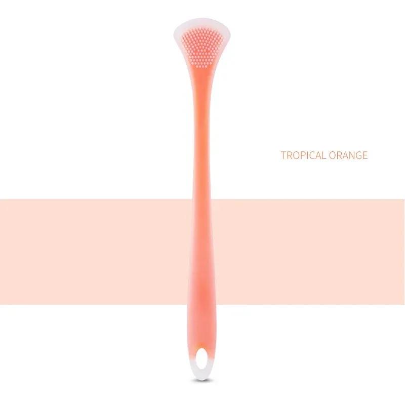 Soft Silicone Tongue Scraper Brush Double Side Massage Tool for Oral Care Fresh Breath Health