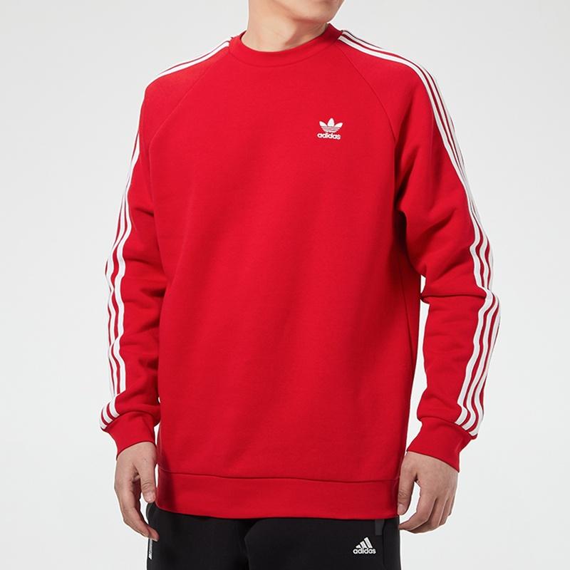 adidas originals 3-stripes Crew Round Neck Long Sleeves Red Men's GN3484