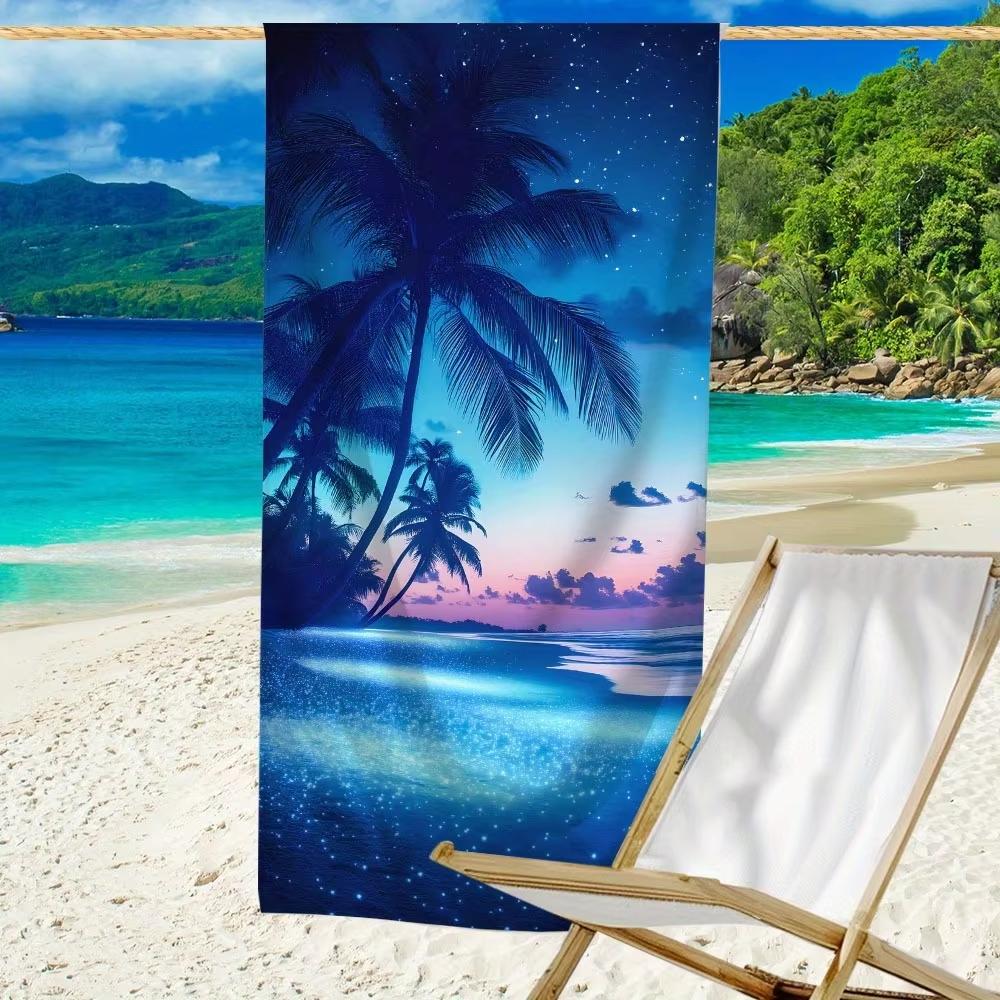 Tropical Palm Sunset Design Pattern Printed Beach Towel Microfiber Towel Thin Quick Dry Absorbent for Beach Swimming Sports