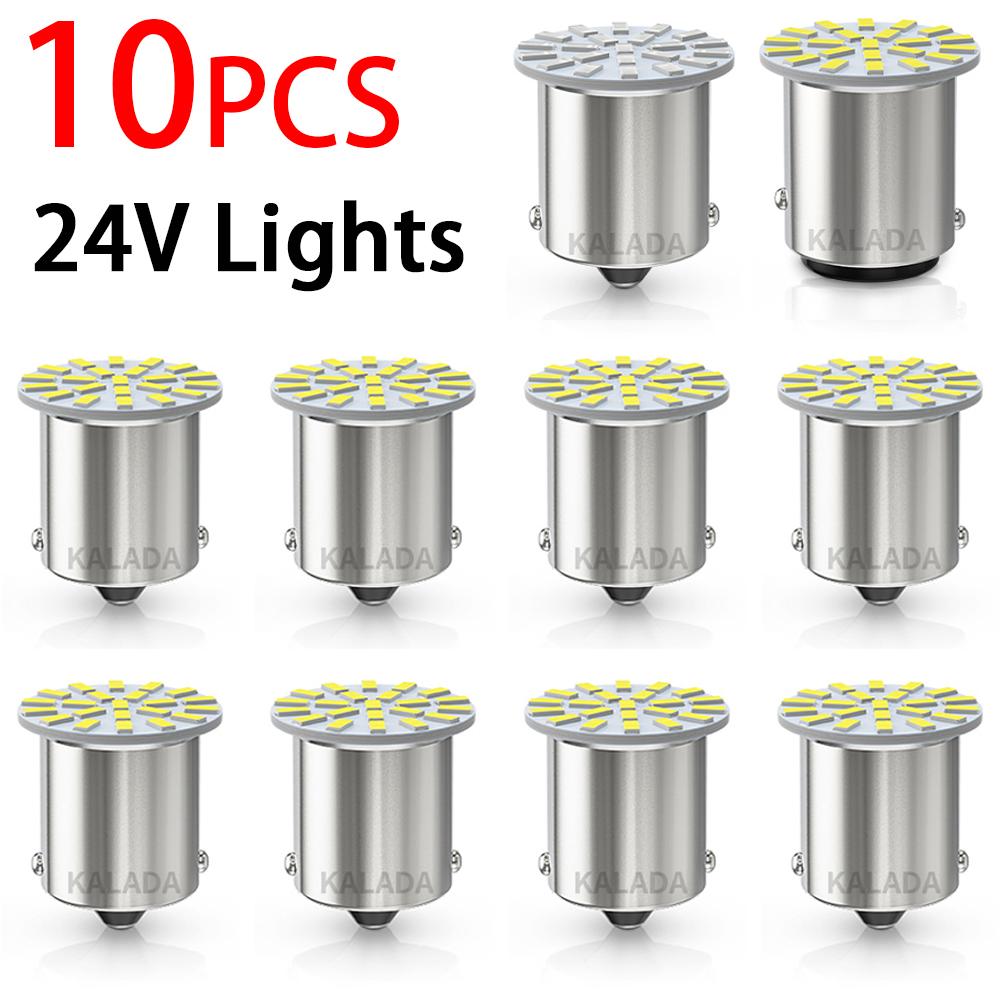 10pcs 24V LED Car Light 1156 BA15S 1157 BAY15D Lighting 22*3014SMD For Truck BUS DRL Daytime Running Bulb Tail Signal Lamp WhiteTurn Signal 2