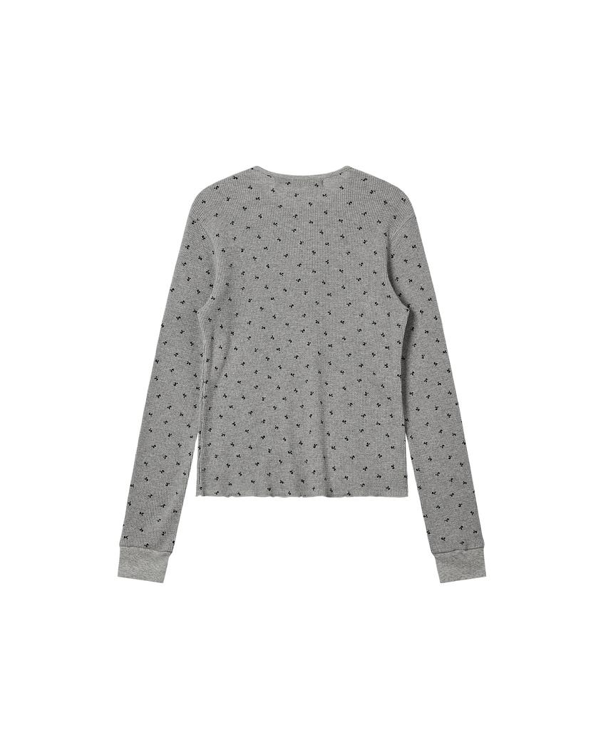 REST&RECREATION Logo Pattern Waffle Top - Gray