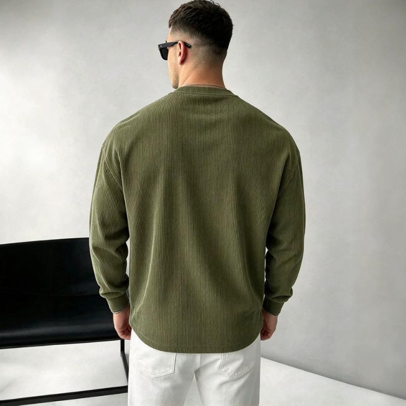 Men S Casual Loose Fit Long Sleeve Solid Color Sweatshirt