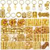 259pcs Gold Hair Ring Hair Cuffs Clips Mixing Braiding Hair Strings  for Women Girls
