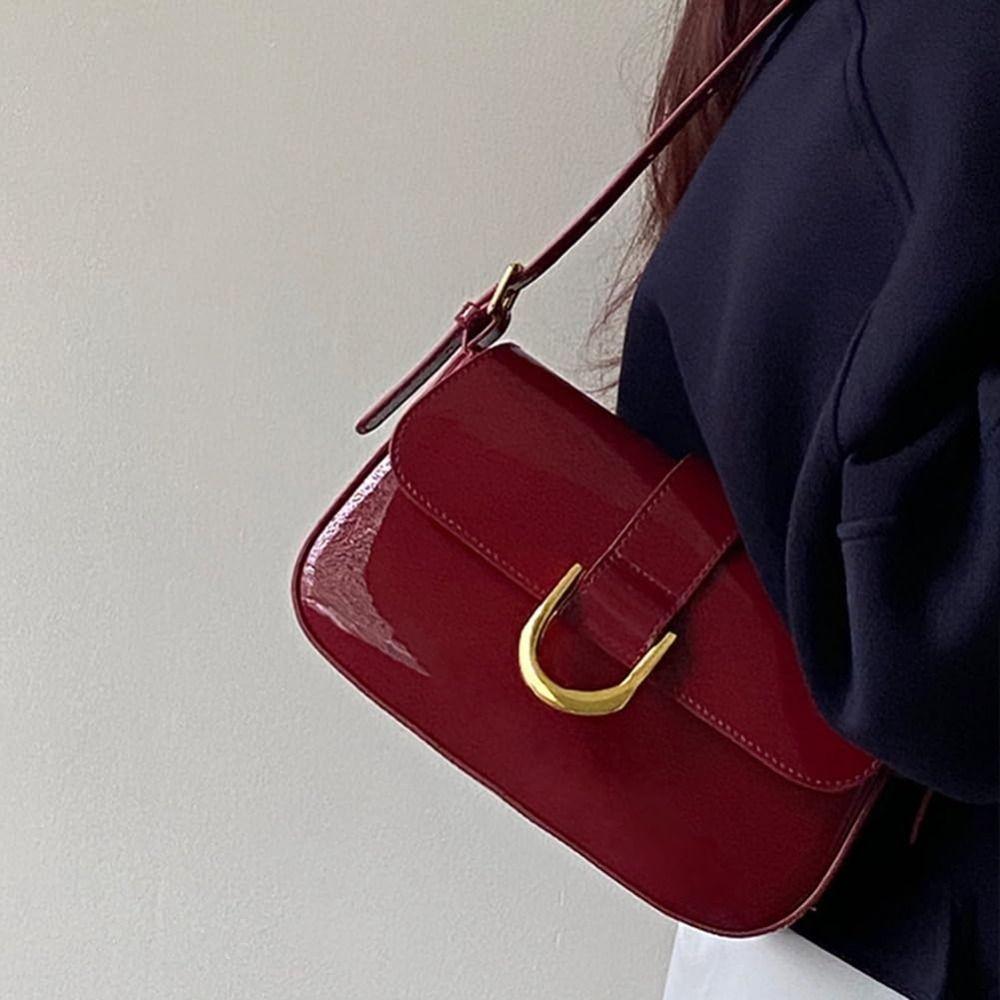 Small Shoulder Bag Horseshoe Buckle Casual Crossbody Bag PU Leather Women Clutch Purse