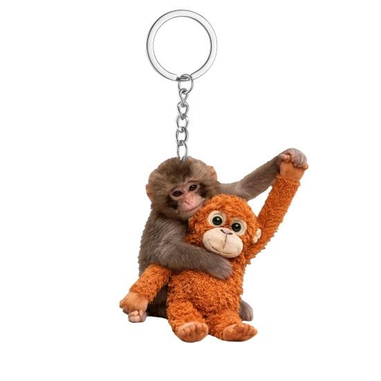 Брелок-подвеска «Хлопни обезьяну» Двусторонний акриловый брелок с обезьяной, держащей игрушку, Аксессуары для брелка, рюкзака, сумки