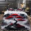 3pcs Chinese Style Bedding Set Misty Scenery Print Cozy Duvet Cover Set King Queen Twin Single Size Birthday Gift Bedroom Decor