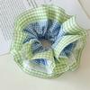 1pc Fresh blue-green~Double Layered Lace Plaid Large Intestine Headband, High-end Hair Accessory, Headband