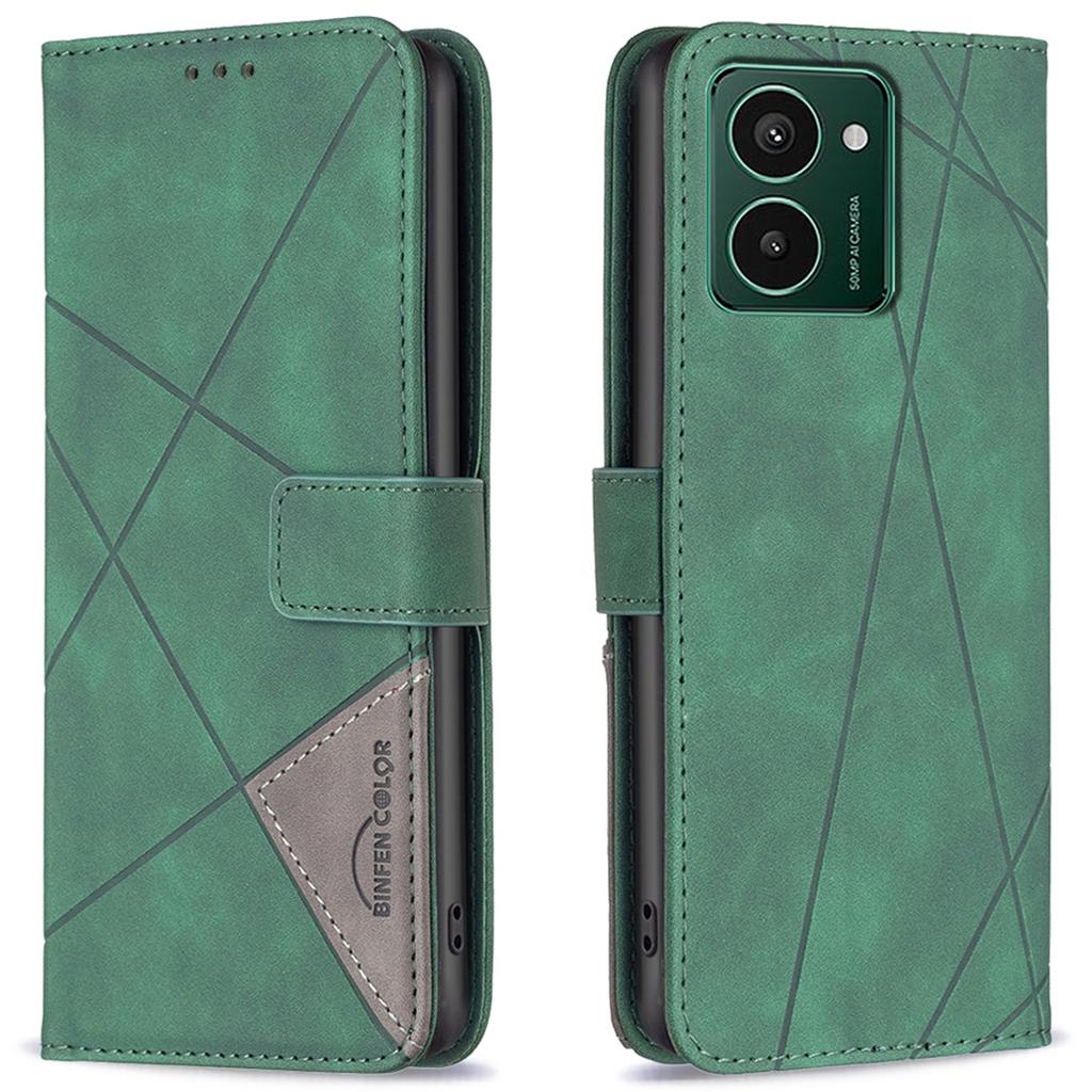 BINFEN COLOR For HMD Pulse+ Phone Cases Wallet Stand Geometry Imprinted Leather Cover
