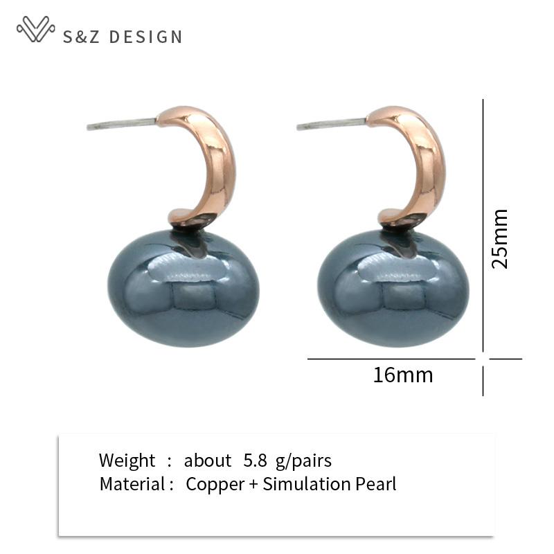 Модные красочные серьги-гвоздики с большим искусственным жемчугом для женщин и девочек, свадебные украшения, элегантные серьги-капельки цвета розового золота, антиаллергенные