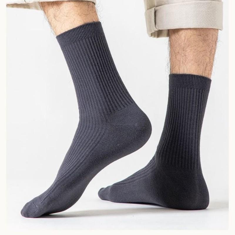 Носки Zhuji мужские однотонные хлопковые носки средней толщины с двойной иглой, утолщенные теплые модные чулки
