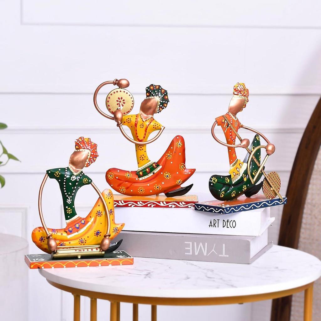 "Hand-painted tribal folk art showpiece for home decor, living room, office, table decor & thoughtful gifting"