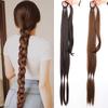 Синтетические плетеные наращивания хвоста, длинная коричневая коса-кони с резинкой, косички для волос для женщин