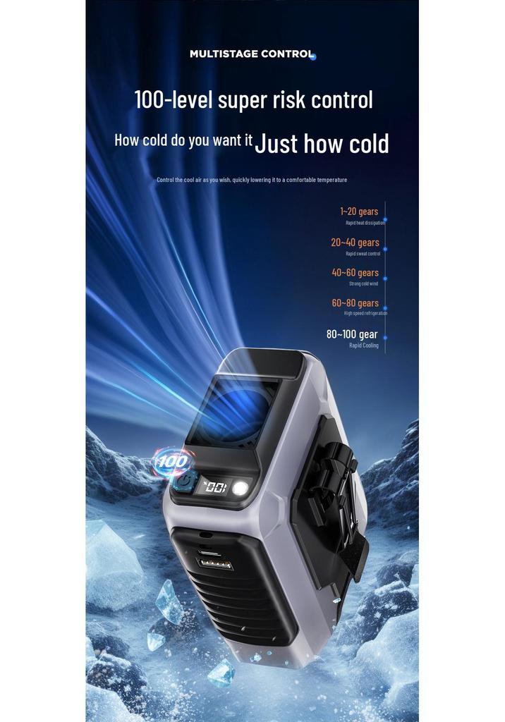 High-Speed, Strong Wind Waist Fan with Clip, Portable, Ultra-Long Battery Neck Fan for Outdoor Use