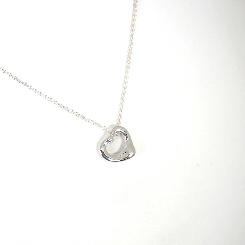 Pre-owned Tiffany & Co. Silver 925 Open Heart Pendant Necklace j56-10