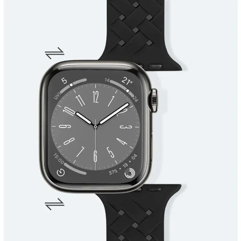 Силиконовый ремешок для Apple Watch Band Ultra 2 49 мм 46 мм 45 мм 44 мм 42 мм Спортивный дышащий браслет для IWatch Series 10 9 8 7 6 SE 5