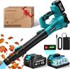 Leaf Blower Cordless, Electric Leaf Blower with 2 * 4.0Ah Batteries and Charger, 450 CFM/160 MPH Leaf Blowers & 6 Speed Levels
