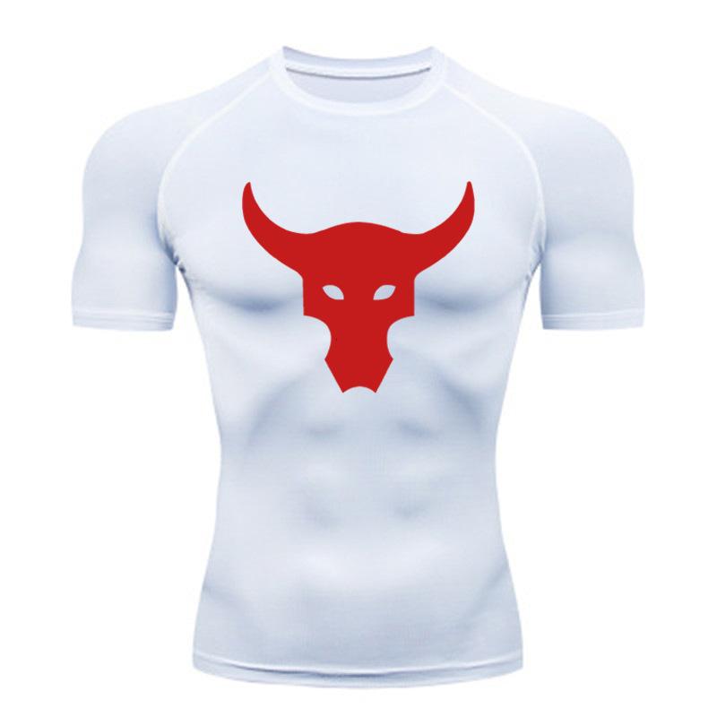 Футболка премиум-класса Quick-Dry Bull Head — дышащая ткань для бега и тренировок на свежем воздухе | Минималистичный черно-белый дизайн | Тренд в области фитнеса в Европе