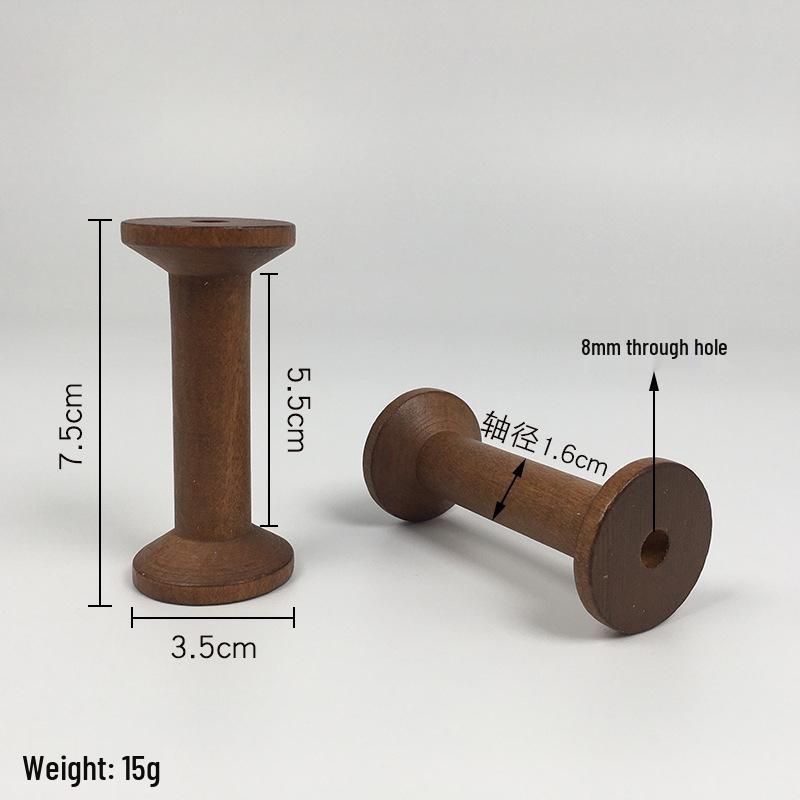 Ретро деревянная катушка: Ностальгический ручной органайзер для ниток для вышивки крестом и рукоделия.