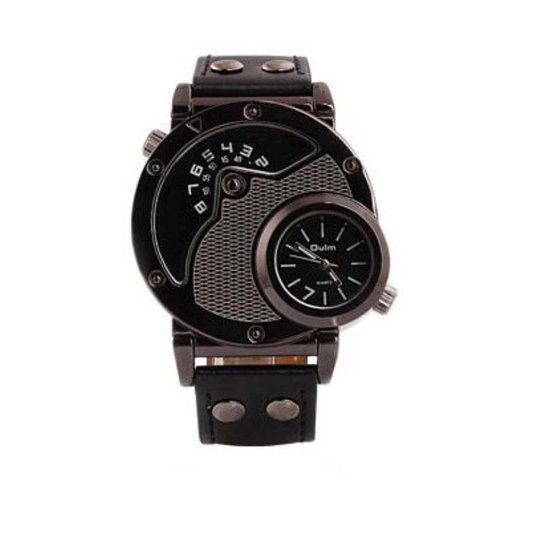 Top Brand Quartz Watch Compass Men's Watch Double Time Zone Men's Watch Large Dial Fashion Watch